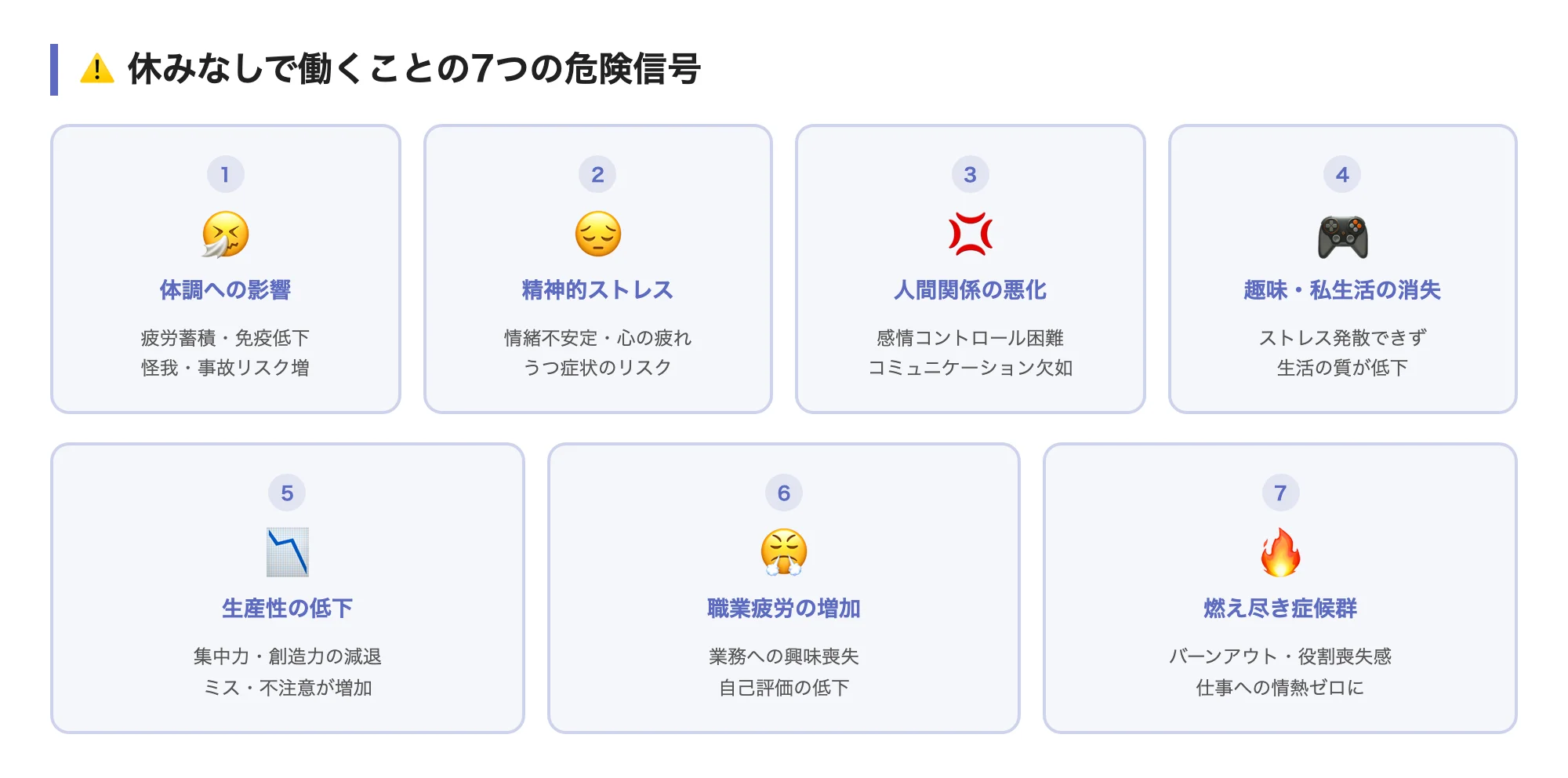 働きすぎの7つの危険信号