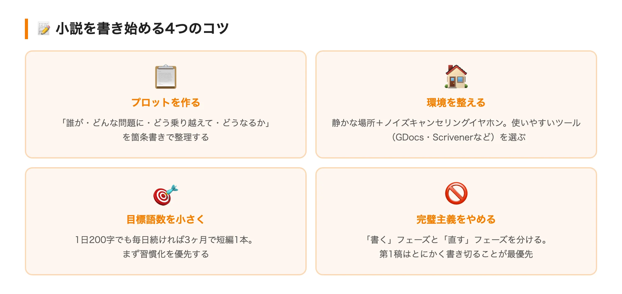 小説を書き始めるための実践コツ4つ